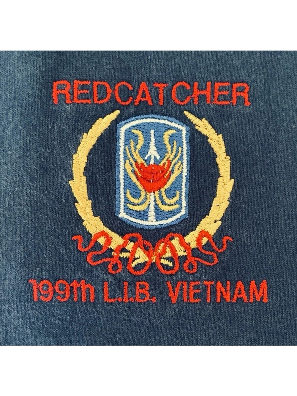 199th LIB Redcatchers Vietnam Polo Shirt Men's XL Blue Embroidered 24"x32" ARMY